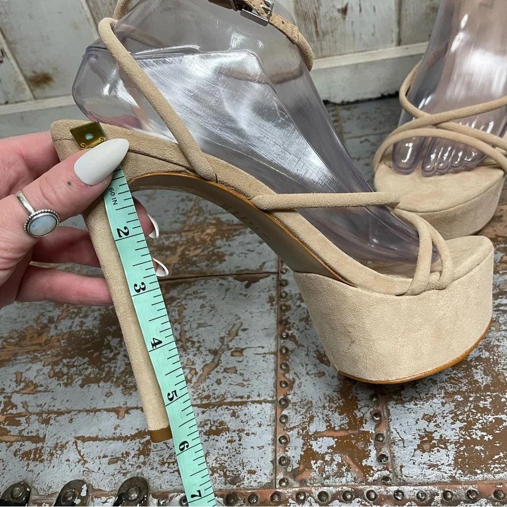 SCHUTZ Platform Nude Suede Strappy High Heels